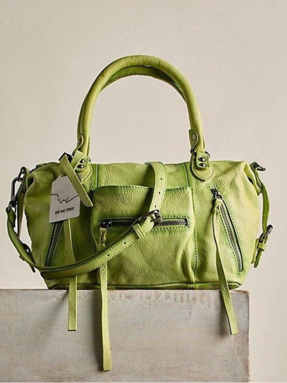 Free People Baby Emerson Leather Purse Matcha Green We The Free Tote Bag NEW NWT